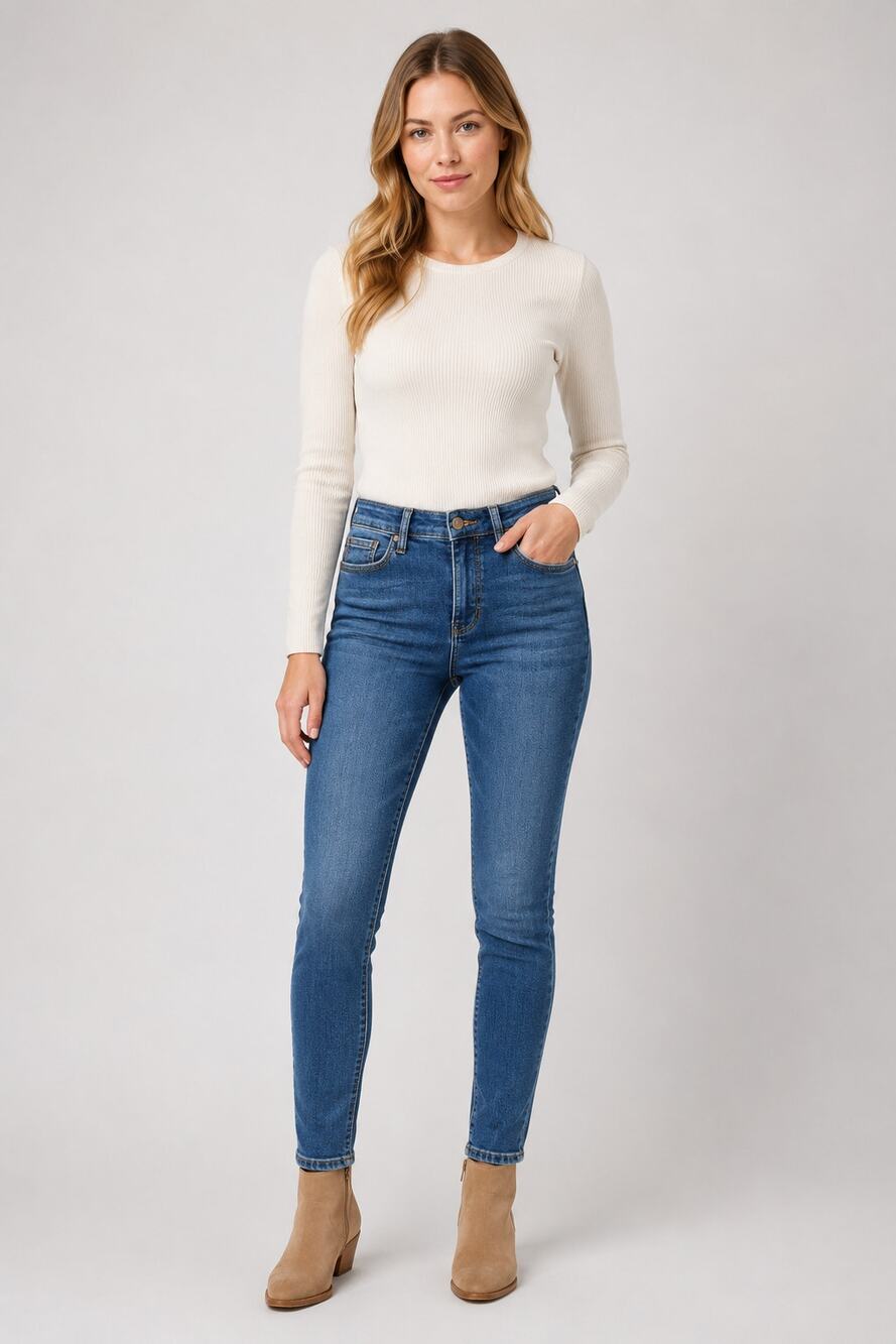 Judy Blue Warm Wishes High Waist Thermal Skinny Jeans Womens 28 Medium Wash New